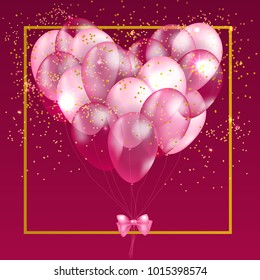 Pink balloon heart vector background