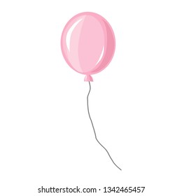 Pink balloon isolated on white background. Vector oval ballon. For kids, stickers, logo, greeting card, wedding and birthday decoration and other holidays, web design, scrapbooking, sign and symbols.