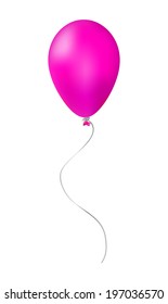 Pink balloon isolated on white background