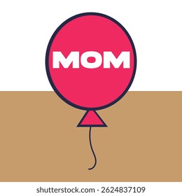 Pink balloon with "MOM" text, perfect for Mother's Day.