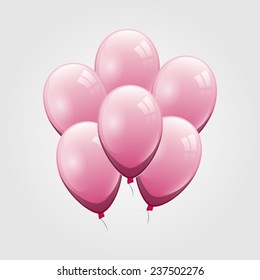 Pink balloon on gray background, stock vector