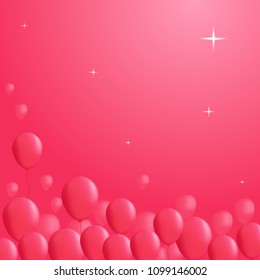 pink balloon on sky with shiny stars background with negative space for text or paragraph illustration