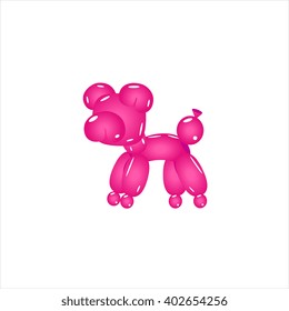 Pink Balloon Pig Realistic Vector Illustration Isolated On White Background