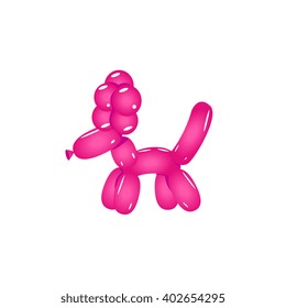 Pink Balloon Poodle Realistic Vector Illustration Isolated On White Background