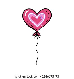 Pink balloon in the shape of a hearts. Elegant ornament for decoration, wedding invitation design, Valentine's day love romantic card