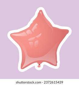 Globo rosa en forma de estrella sobre fondo lila