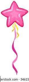 Pink balloon with star shape illustration