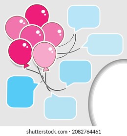 Pink balloon sticker with text box