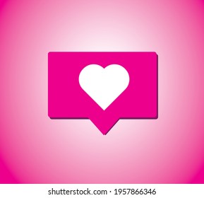 A pink balloon with a white heart that indicates that you like something on social networks.