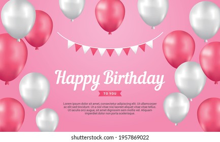 Pink balloons, concept design. Celebration Vector illustration.
