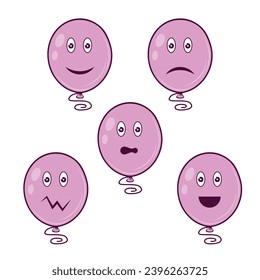 Pink balloons emoticons and smiley faces
