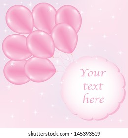 Pink balloons with empty speech bubble