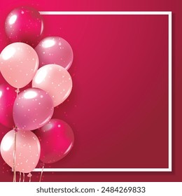 Pink Balloons with Gradation Pink Background