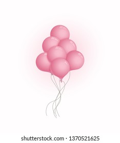Pink balloons illustrations for greeting cards design 