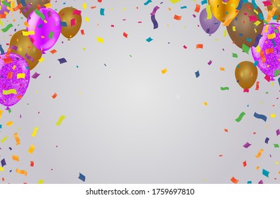 Pink balloons and on the background. Eps 10 vector file.