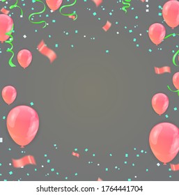 Pink balloons and on the background. Eps 10 vector file.