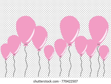 Pink balloons on a dotted background