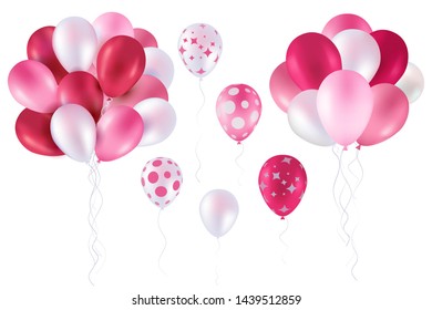 pink balloons on white background