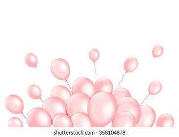 Pink balloons on white background