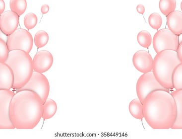 Pink balloons on white background