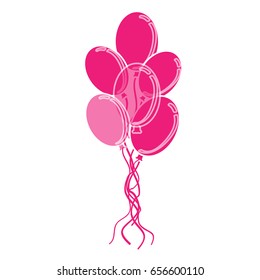 Pink balloons on white background. Vector illustration.