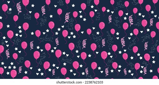 Pink balloons. Pattern for print and interior design, wallpaper, gift wrapping. Seamless pattern with balloons.