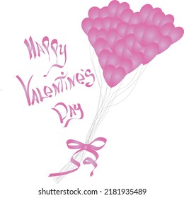 pink balloons in the shape of hearts fly up from the gift bag on the holidays of the birthday, Valentine’s Day, March 8, wedding and other