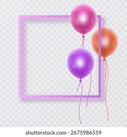Balões Rosa e Quadrado Quadro para Celebração