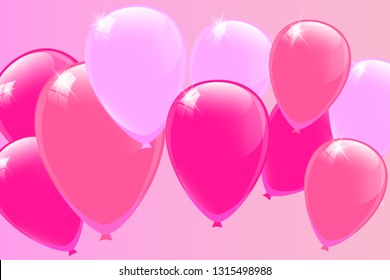 Pink Balloons Vector Illustration Celebration Background Stock Vector ...