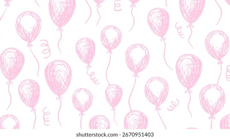 Globos rosados en el Vector de fondo blanco. Celebración sin patrón .