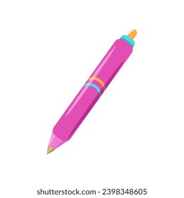 Pink ballpoint pen. Vector drawing isolated on white background