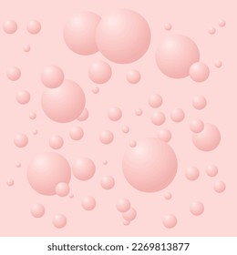 Bolas rosas, burbujas de fondo rosado. Fondo de patrón sin inconvenientes. Ilustración vectorial. Mantequilla, alfombra de picnic, envoltura.