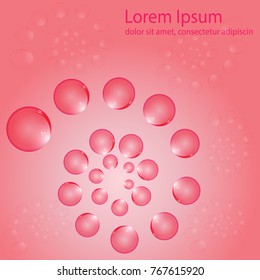 pink balls, bubbles on bright background, vector illustration