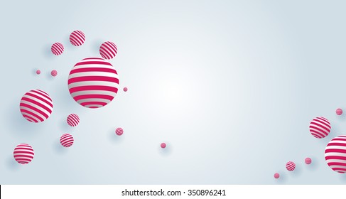 Pink balls on white background