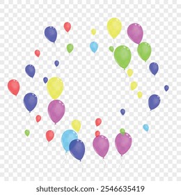 Pink Baloon Background Transparent Vector. Balloon Glossy Template. Green Fly. Yellow Surprise. Helium Decoration Set.