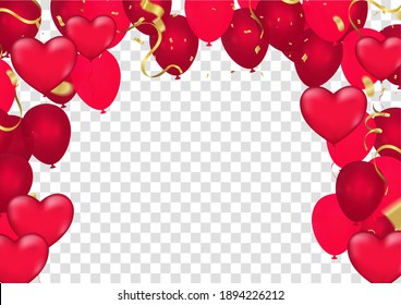 Pink baloons on background. illustration of Valentine's day, February 14, love , space for your text. Vector illustration. Romantic wedding greeting card.Women's