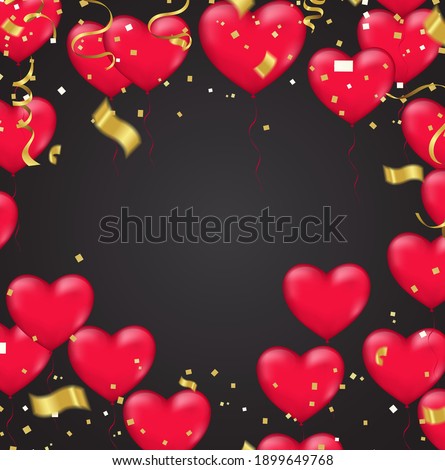 Pink baloons on background. illustration of Valentine's day, February 14, love , space for your text. Vector illustration. Romantic wedding greeting card.Women's