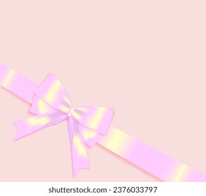 Pink band with bow.Vector illustration