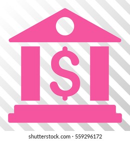 Pink Bank Office interface toolbar pictogram. Vector pictogram style is a flat symbol on diagonally hatched transparent background.