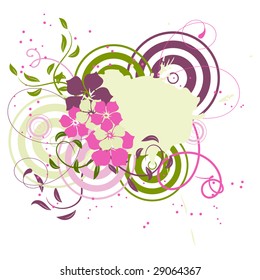 Pink banner with flowers. Vector illustration