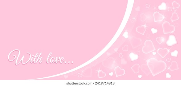pink banner with love. delicate pink colors, background for website, print, postcard and your design