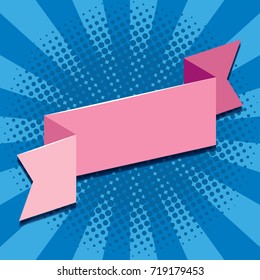 Pink banner on blue background illustration