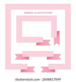 Pink Banner Ribbon Frame Vector Illustration
