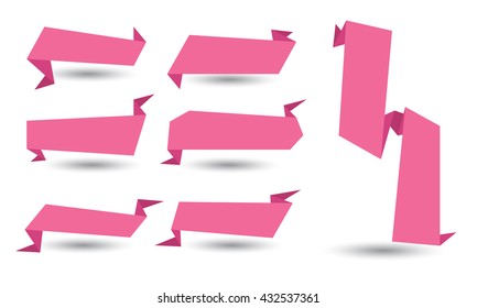 Pink Banner ribbon vector set