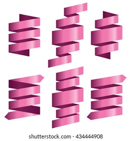 Pink Banner ribbon vector set isolated background