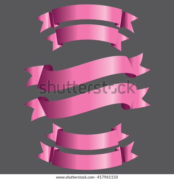 Pink Banner Ribbon Vector Set Isolated Stock Vector (Royalty Free ...