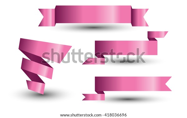 Pink Banner Ribbon Vector Set Stock Vector (Royalty Free) 418036696