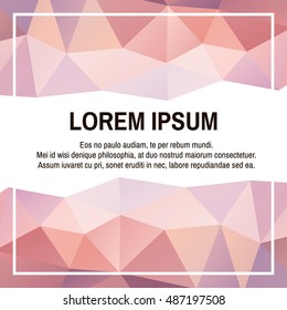 Pink banner template with polygonal background for promotional materials or email and newsletter designs. Vector EPS 10.