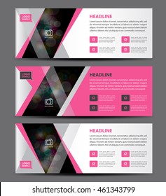 Pink Banner Template vector, horizontal banner,advertising display layout, flyer design