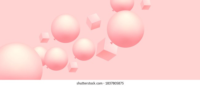 Pink banner template, web abstract layout. Festive modern sale b